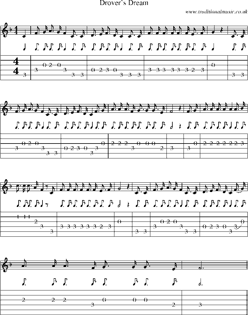 Guitar Tab and Sheet Music for Drover's Dream