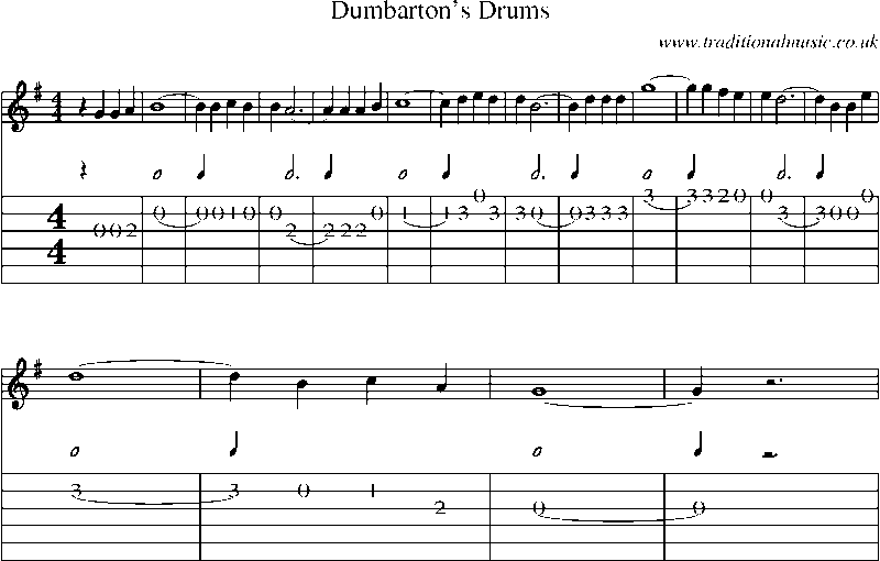 Guitar Tab and Sheet Music for Dumbarton's Drums(1)