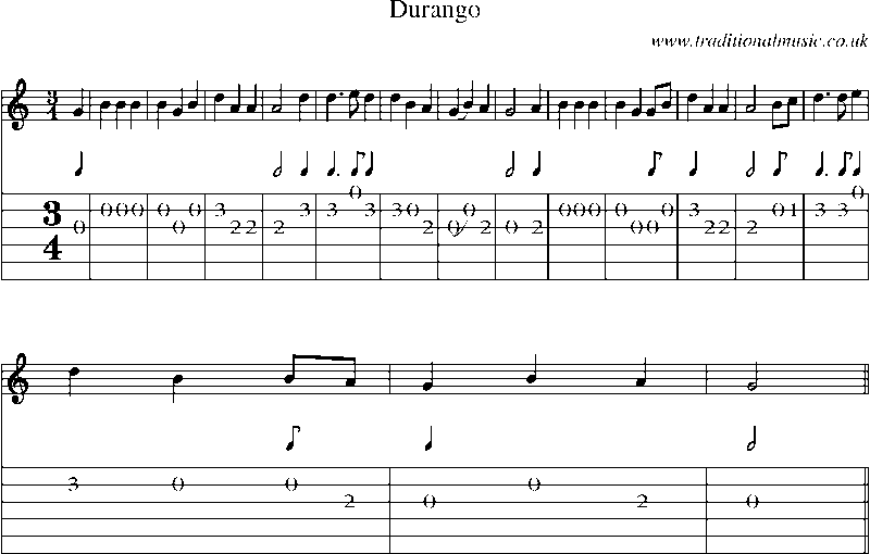Guitar Tab and Sheet Music for Durango