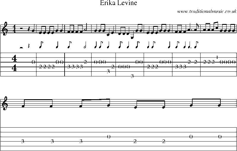 Guitar Tab and Sheet Music for Erika Levine