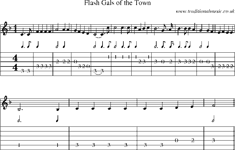Guitar Tab and Sheet Music for Flash Gals Of The Town