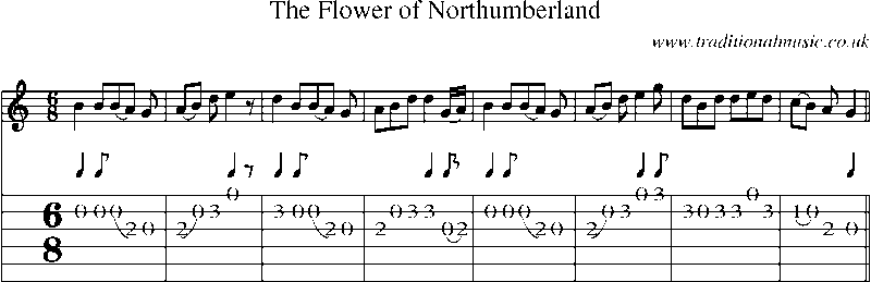 Guitar Tab and Sheet Music for The Flower Of Northumberland(1)