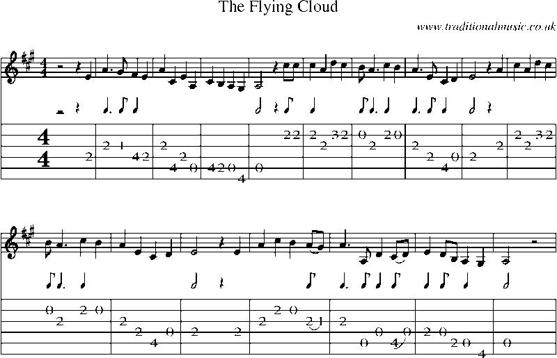 Guitar Tab and Sheet Music for The Flying Cloud
