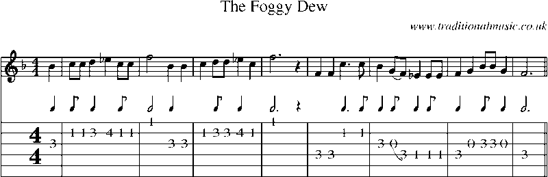 Guitar Tab and Sheet Music for The Foggy Dew(1)