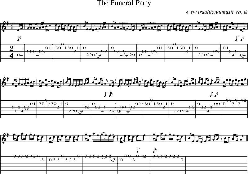 Guitar Tab and Sheet Music for The Funeral Party
