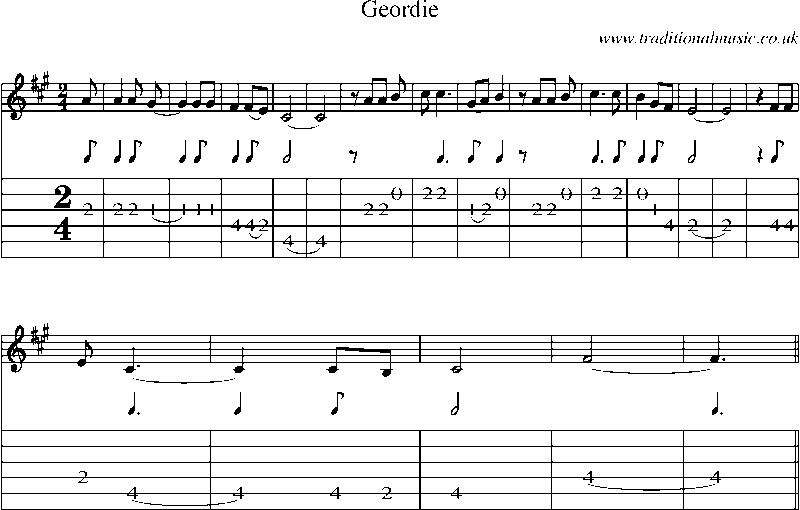Guitar Tab and Sheet Music for Geordie(1)