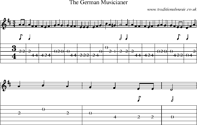 Guitar Tab and Sheet Music for The German Musicianer