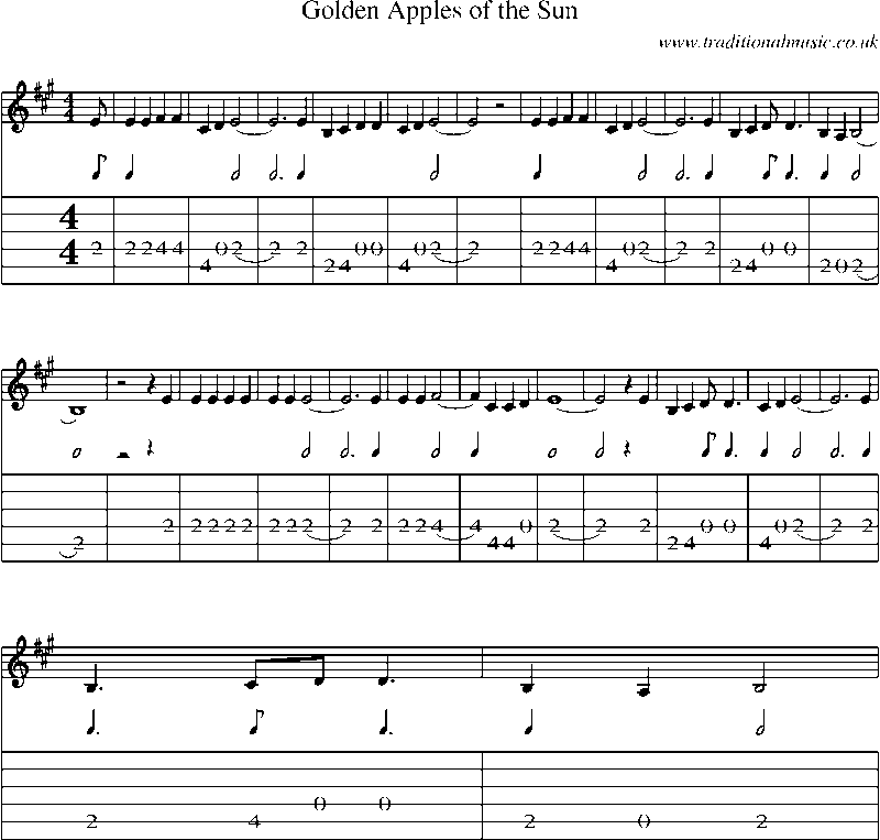 Guitar Tab and Sheet Music for Golden Apples Of The Sun