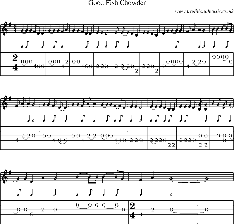 Guitar Tab and Sheet Music for Good Fish Chowder