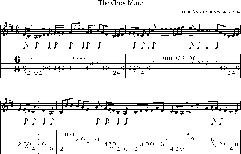 Guitar Tab and Sheet Music for The Grey Mare