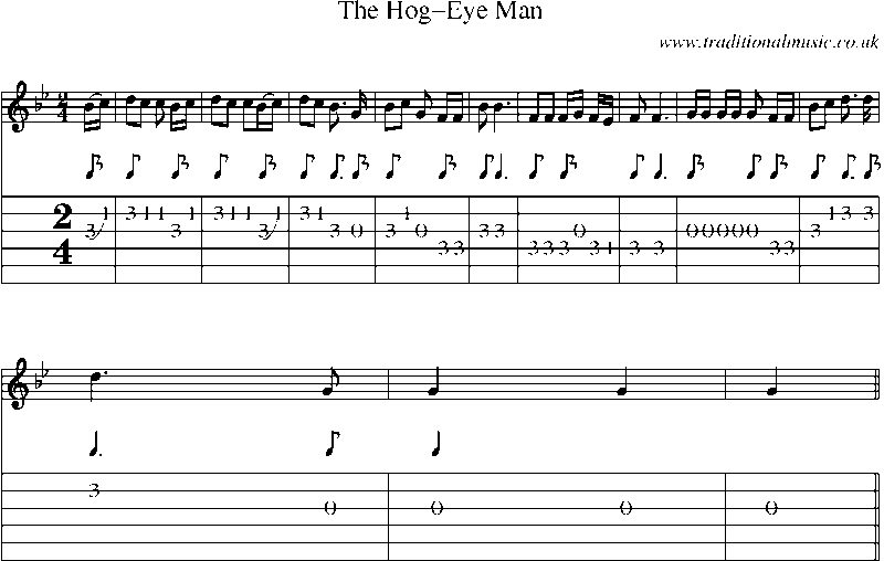 Guitar Tab and Sheet Music for The Hog-eye Man