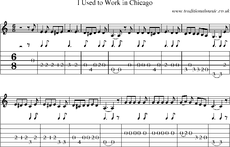 Guitar Tab and Sheet Music for I Used To Work In Chicago