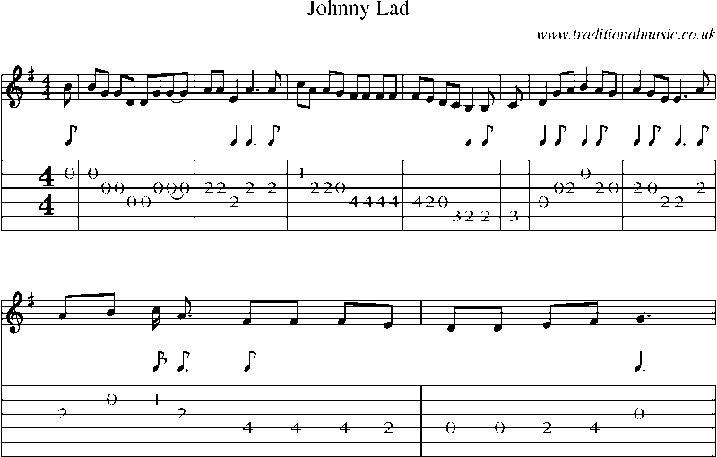 Guitar Tab and Sheet Music for Johnny Lad(1)
