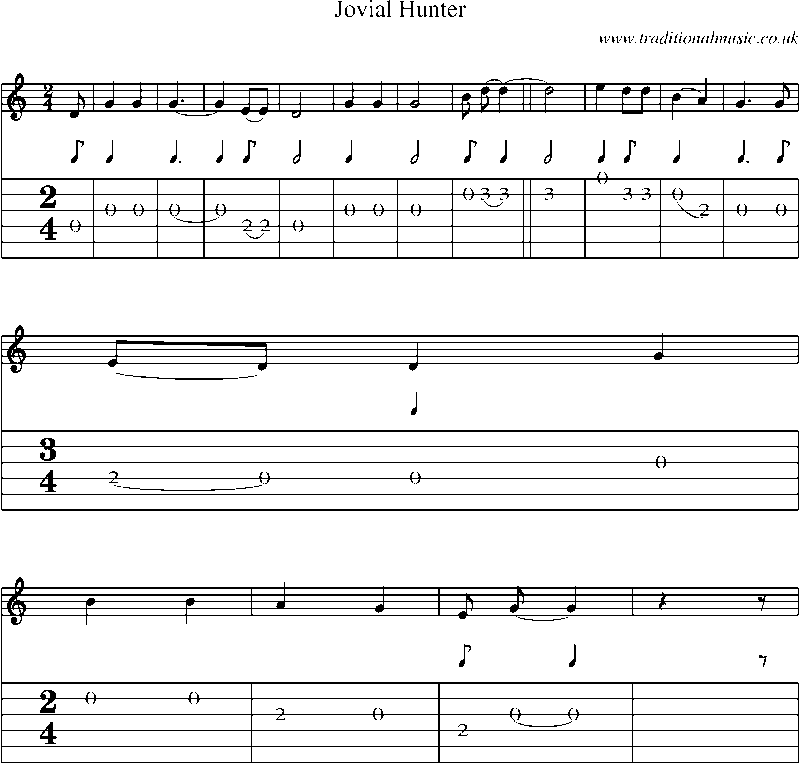 Guitar Tab and Sheet Music for Jovial Hunter