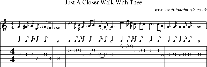 Guitar Tab and Sheet Music for Just A Closer Walk With Thee