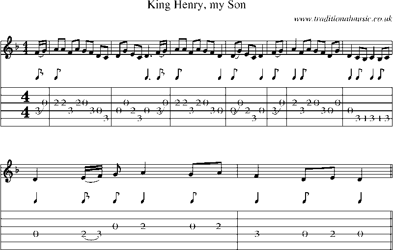 Guitar Tab and Sheet Music for King Henry, My Son