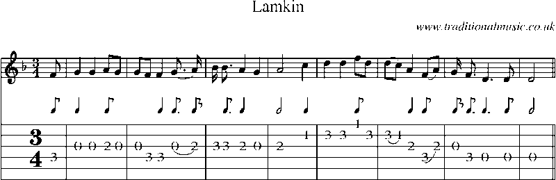 Guitar Tab and Sheet Music for Lamkin