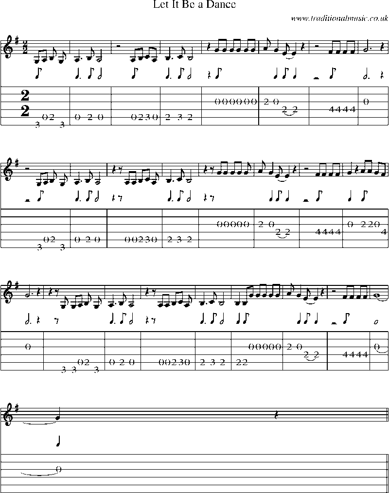 Guitar Tab and Sheet Music for Let It Be A Dance