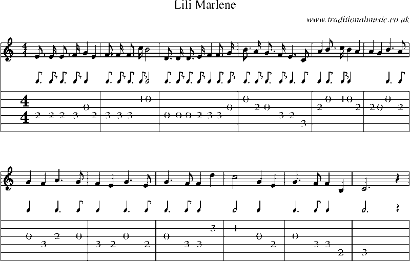 Guitar Tab and Sheet Music for Lili Marlene