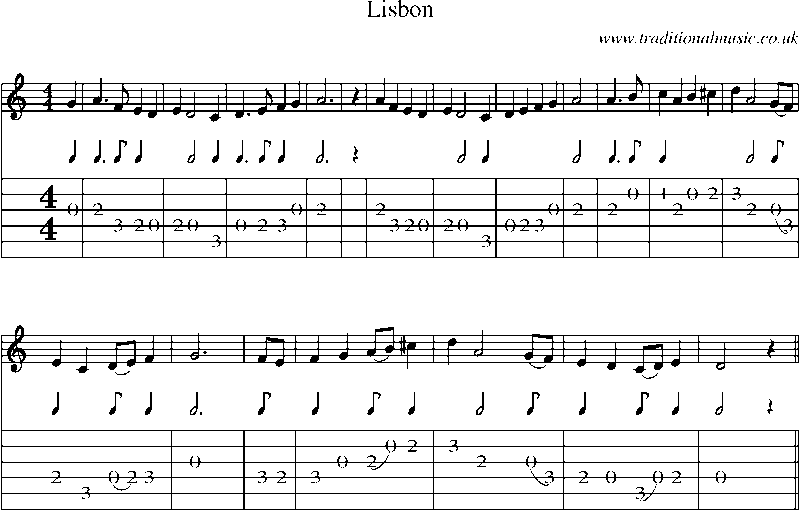 Guitar Tab and Sheet Music for Lisbon