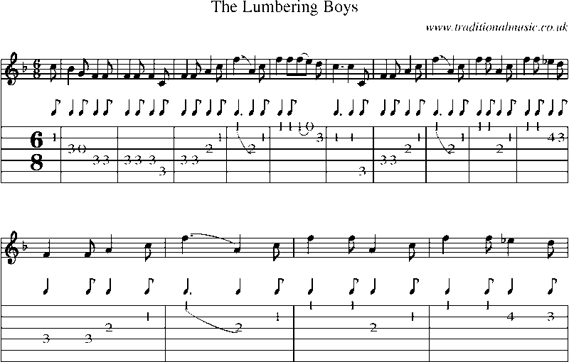Guitar Tab and Sheet Music for The Lumbering Boys