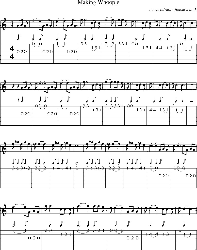 Guitar Tab and Sheet Music for Making Whoopie
