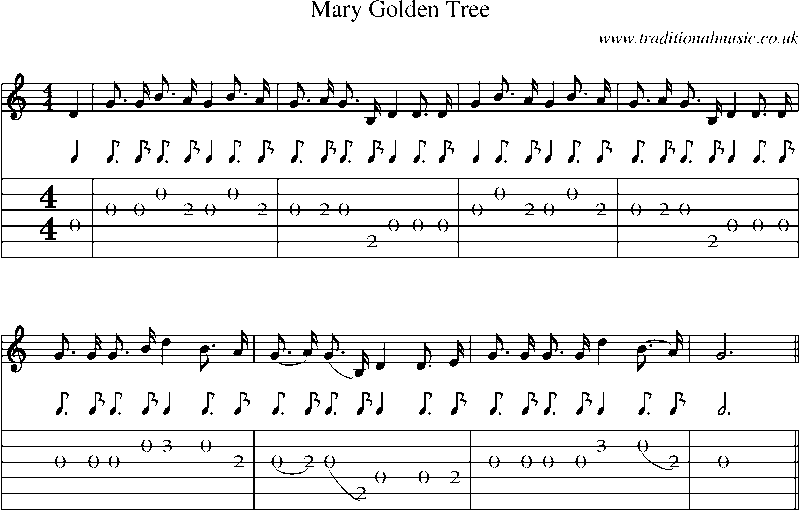 Guitar Tab and Sheet Music for Mary Golden Tree