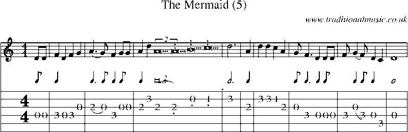 Guitar Tab and sheet music for The Mermaid (5)