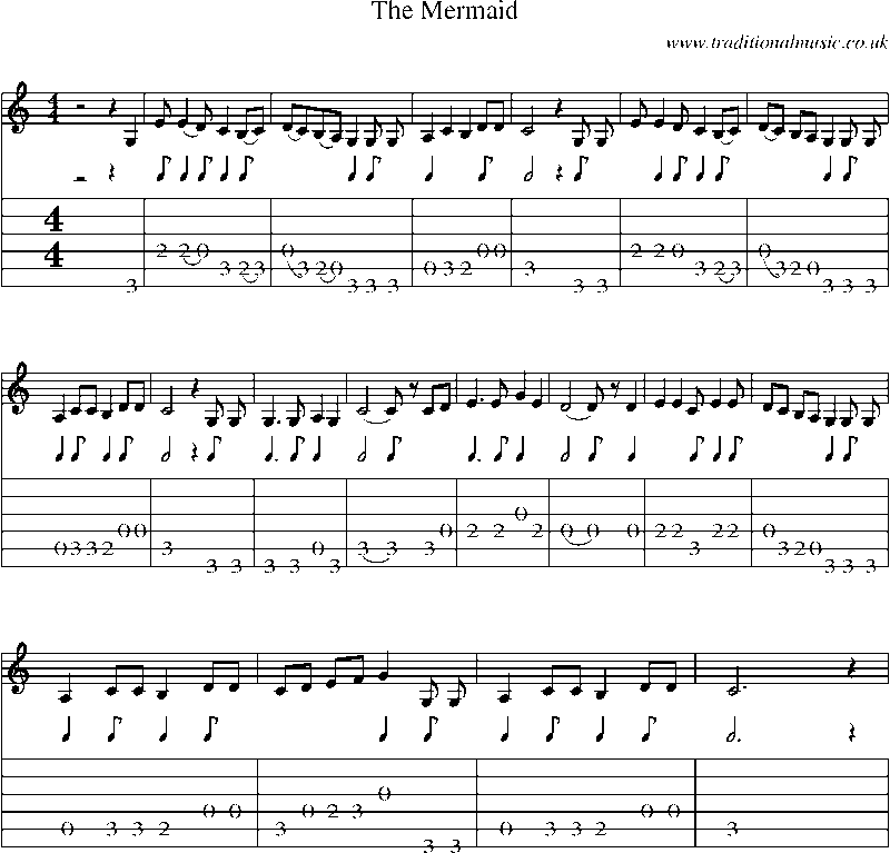 Guitar Tab and Sheet Music for The Mermaid
