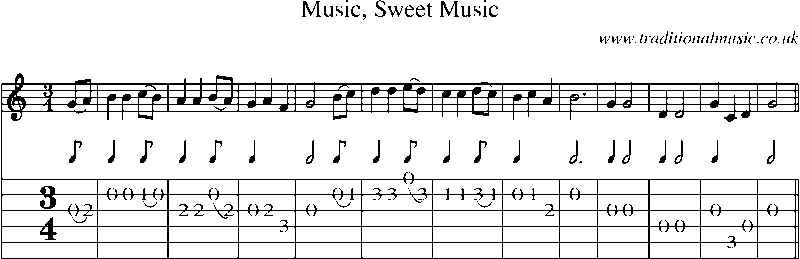 Guitar Tab and Sheet Music for Music, Sweet Music