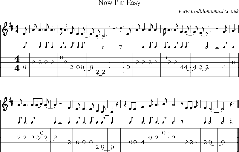 Guitar Tab and Sheet Music for Now I'm Easy