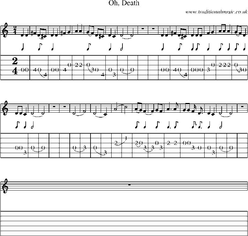 Guitar Tab and Sheet Music for Oh, Death