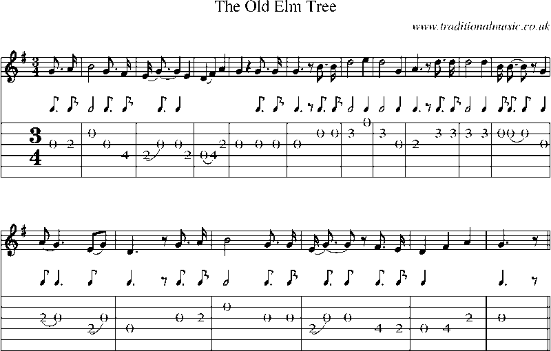 Guitar Tab and Sheet Music for The Old Elm Tree