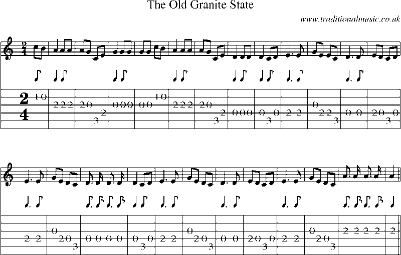 Guitar Tab and Sheet Music for The Old Granite State