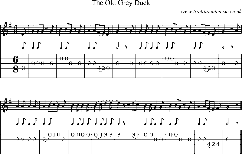Guitar Tab and Sheet Music for The Old Grey Duck