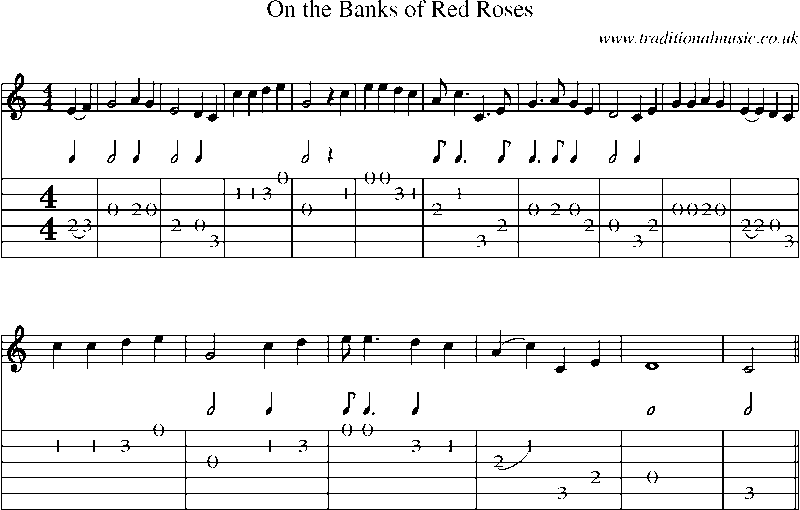 Guitar Tab and Sheet Music for On The Banks Of Red Roses