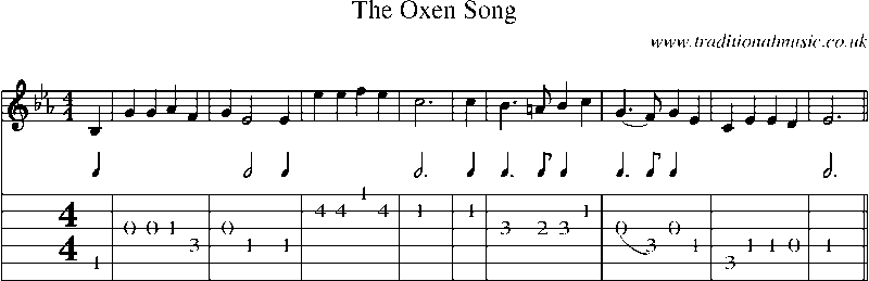 Guitar Tab and Sheet Music for The Oxen Song
