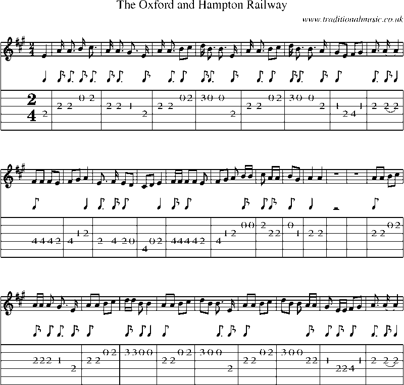 Guitar Tab and Sheet Music for The Oxford And Hampton Railway
