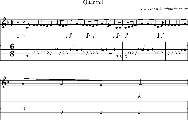 Guitar Tab and Sheet Music for Quantrell
