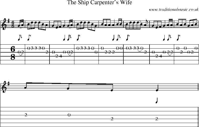 Guitar Tab and Sheet Music for The Ship Carpenter's Wife