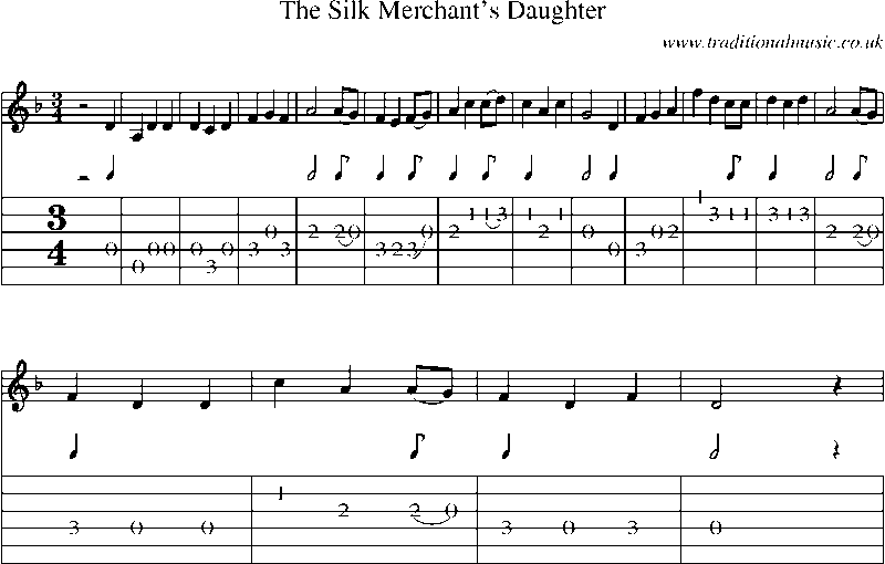 Guitar Tab and Sheet Music for The Silk Merchant's Daughter