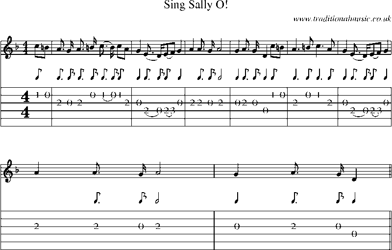 Guitar Tab and Sheet Music for Sing Sally O!