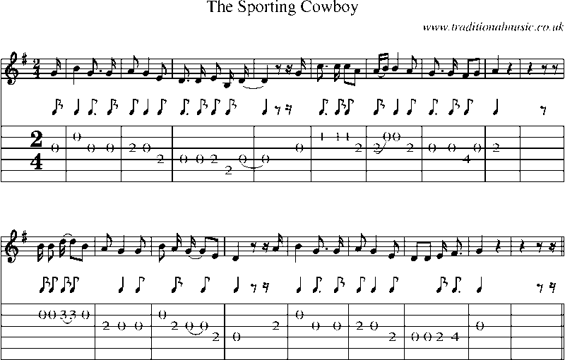 Guitar Tab and Sheet Music for The Sporting Cowboy