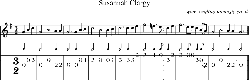 Guitar Tab and Sheet Music for Susannah Clargy