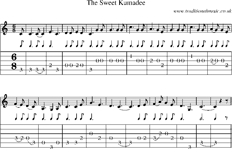 Guitar Tab and Sheet Music for The Sweet Kumadee