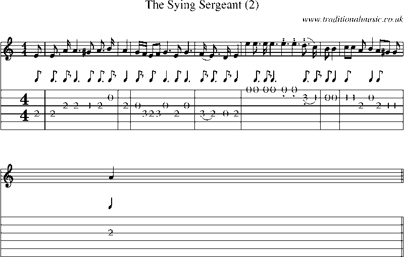 Guitar Tab and Sheet Music for The Sying Sergeant (2)