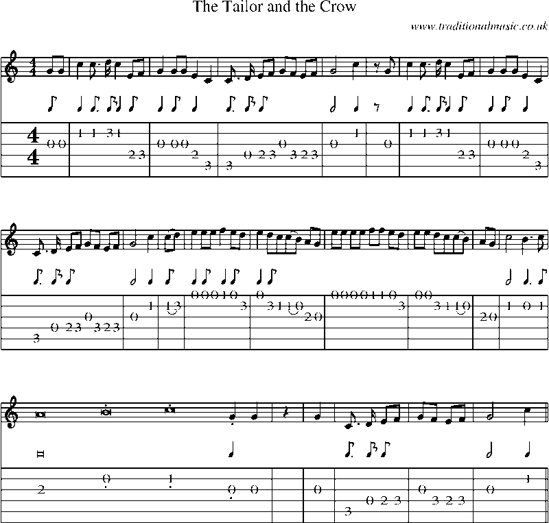 Guitar Tab and Sheet Music for The Tailor And The Crow