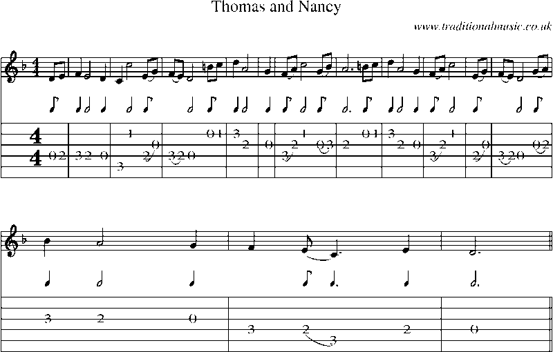 Guitar Tab and Sheet Music for Thomas And Nancy