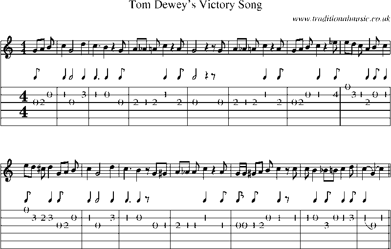 Guitar Tab and Sheet Music for Tom Dewey's Victory Song