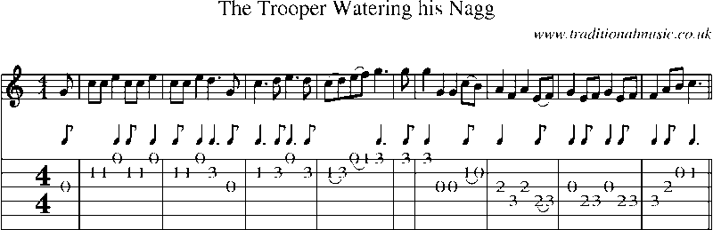 Guitar Tab and Sheet Music for The Trooper Watering His Nagg